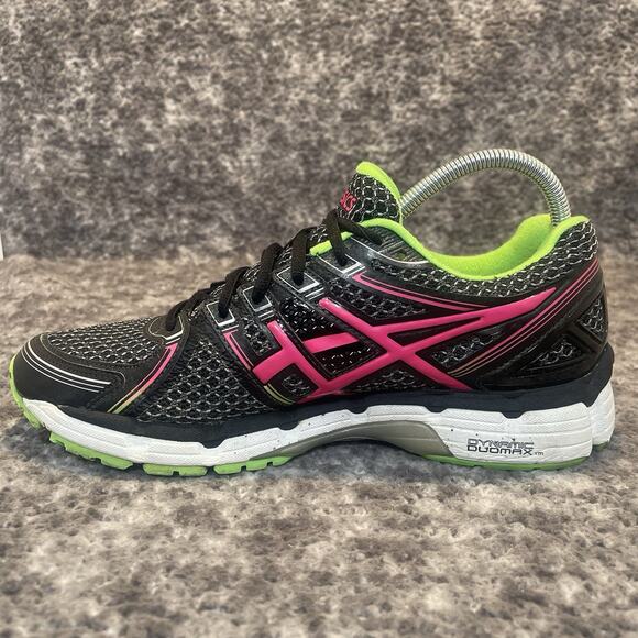 ASICS GEL-Kayano 19 Women’s 10 Running Shoes Black Pink Green T350N Sneakers - Picture 2 of 10